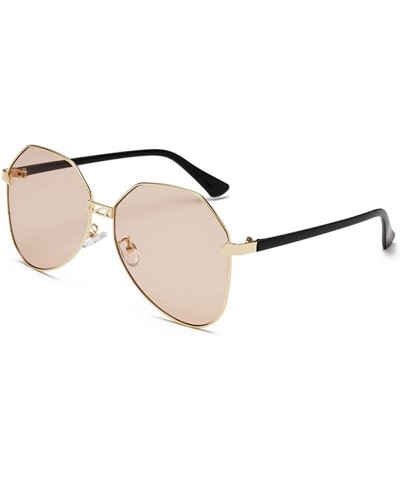 Lrregular Frame Polarized light Color film Sunglasses with Flat Lens Metal Frame with Spring Hinges for Men Women - CB18TMWEH...