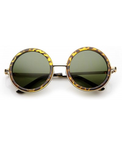 Round Large Studio Cover Side Glare Reducing Sunglasses - Tortoise Green - CV11XSZ7LIZ $8.29 Sport