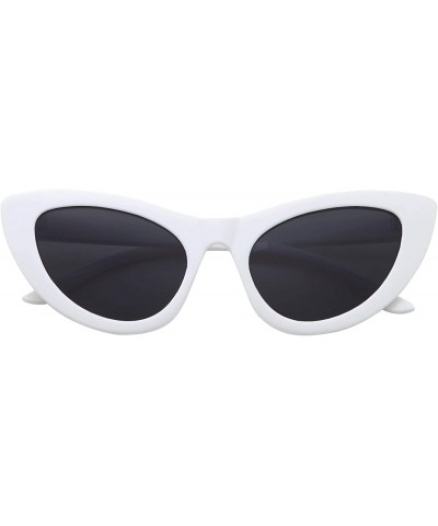 Women's Cateye Sunglasses Celebrity Style - White - Solid Lens - CT18Z3KGY5K $7.43 Goggle