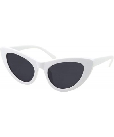 Women's Cateye Sunglasses Celebrity Style - White - Solid Lens - CT18Z3KGY5K $7.43 Goggle