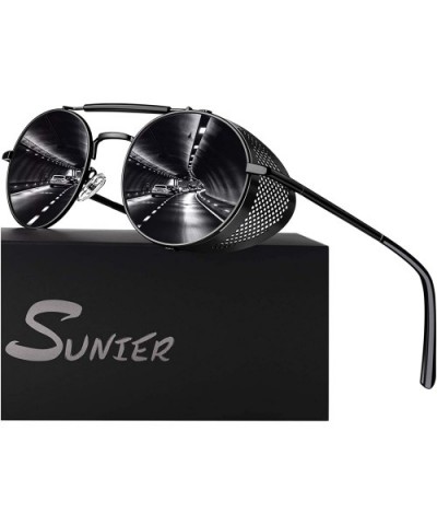 Retro Round Polarized Steampunk Sunglasses Side Shield Goggles Gothic S92-ADVANCED POLARIZED - C518QXM6G53 $10.67 Round