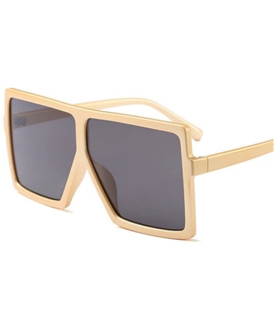 Designer Oversized Women Men Mirrored Sunglasses Hiphop Square Full Frame - Light Yellow - C5188N0DS9E $8.07 Rimless