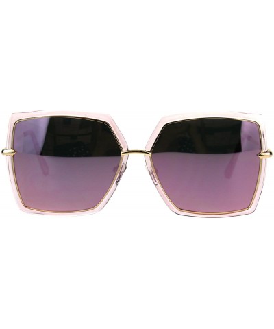 Womens Oversize Squared Rectangular Designer Fashion Chic Sunglasses - All Pink - C018DC4AY23 $8.20 Rectangular