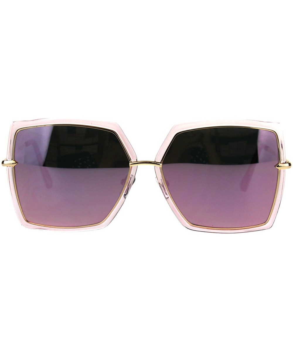 Womens Oversize Squared Rectangular Designer Fashion Chic Sunglasses - All Pink - C018DC4AY23 $8.20 Rectangular