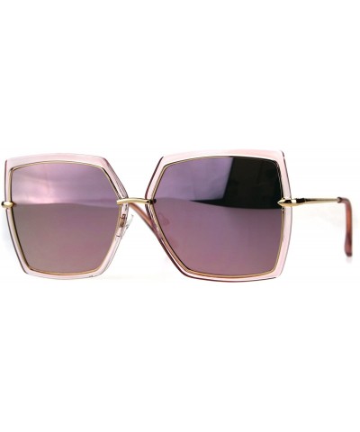 Womens Oversize Squared Rectangular Designer Fashion Chic Sunglasses - All Pink - C018DC4AY23 $8.20 Rectangular