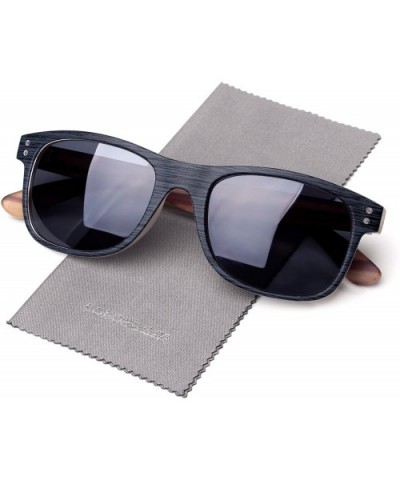 Polarized Sunglasses For Men- Wood Grain Decoration Square Frame- UV400 Lens - Gray - CU18DWHQY7G $11.18 Wayfarer