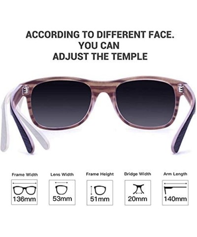 Polarized Sunglasses For Men- Wood Grain Decoration Square Frame- UV400 Lens - Gray - CU18DWHQY7G $11.18 Wayfarer