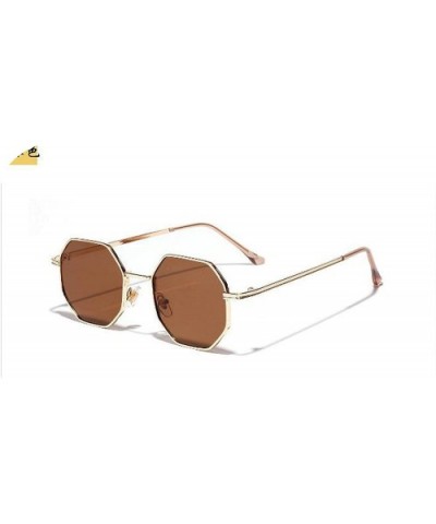 Retro Polygon Sunglasses Men Women Luxury Lens Round Vintage Small Frame Mirror Color - 4 - CE198ZHD4TU $30.02 Aviator