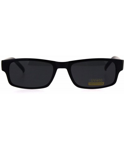 All Black Narrow Rectangular Thin Plastic Mens Minimal Mod Sunglasses - CK185RELTGW $6.78 Rectangular