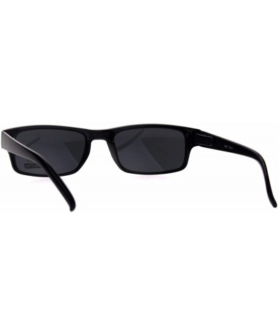 All Black Narrow Rectangular Thin Plastic Mens Minimal Mod Sunglasses - CK185RELTGW $6.78 Rectangular