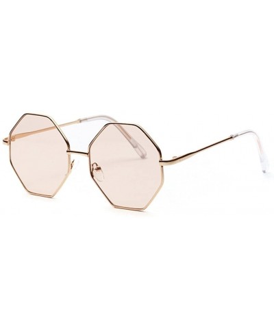 Vintage Female Sunglasses Polygon Metal Frame Octagonal Glasses for Sun Women - Champagne - CR18GAKO376 $8.16 Oversized