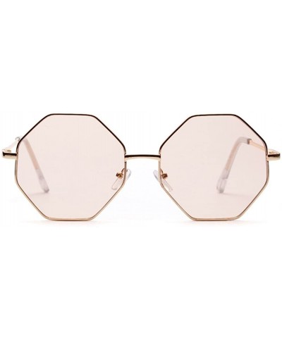 Vintage Female Sunglasses Polygon Metal Frame Octagonal Glasses for Sun Women - Champagne - CR18GAKO376 $8.16 Oversized