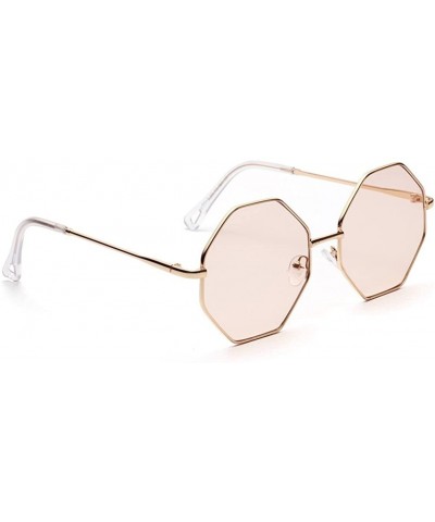 Vintage Female Sunglasses Polygon Metal Frame Octagonal Glasses for Sun Women - Champagne - CR18GAKO376 $8.16 Oversized