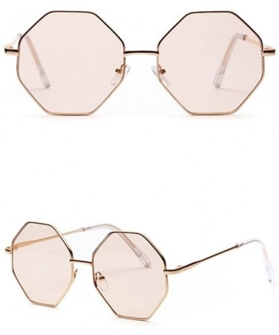 Vintage Female Sunglasses Polygon Metal Frame Octagonal Glasses for Sun Women - Champagne - CR18GAKO376 $8.16 Oversized