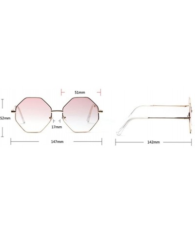 Vintage Female Sunglasses Polygon Metal Frame Octagonal Glasses for Sun Women - Champagne - CR18GAKO376 $8.16 Oversized