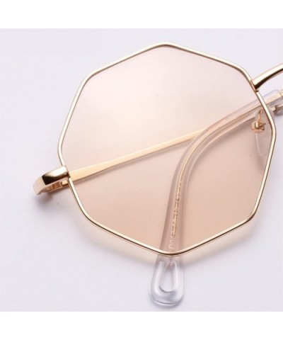 Vintage Female Sunglasses Polygon Metal Frame Octagonal Glasses for Sun Women - Champagne - CR18GAKO376 $8.16 Oversized