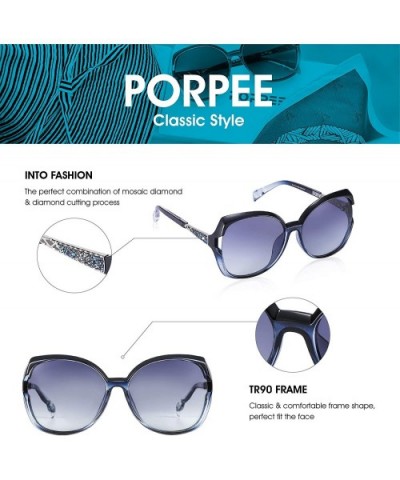 Sunglasses for Women - Polarized Eyewear with Retro Oversized Frame-UV400 Protection Nylon Lens - Blue - CI18WW6IXZ0 $19.05 S...