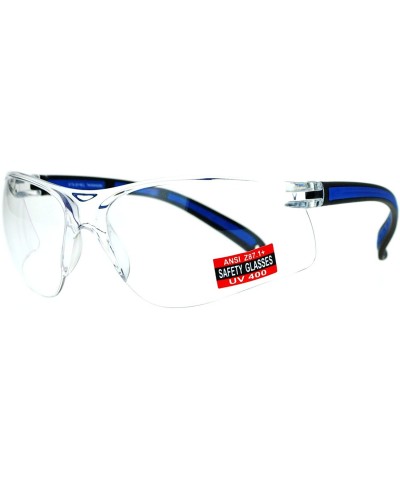 ANSI Z87.1+ Protection Half Rim Clear Lens Safety Glasses - Blue - CD128UNMKF3 $7.71 Wrap