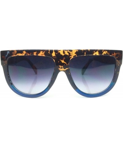 Aviator Flat Top Frame Shadow Ombre Women Large Sunglasses Boyfriend - Tortoise Black - CW11Z2WTS3N $7.78 Square