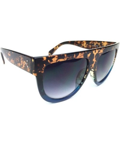 Aviator Flat Top Frame Shadow Ombre Women Large Sunglasses Boyfriend - Tortoise Black - CW11Z2WTS3N $7.78 Square