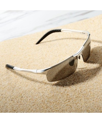 Polarized Sports Sunglasses for Men Durable Frame 100% UV Protection - Silver Frame/Silver Mirrored Lens - C118H3HQ3O3 $9.44 ...