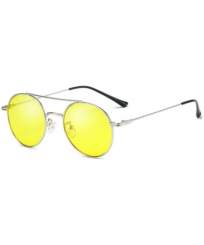 Sunglasses Trend Antique Metal Round Frame High Clear Film Sunglasses Driving Glasses To Prevent Uv - C318TNRSSI7 $8.75 Goggle