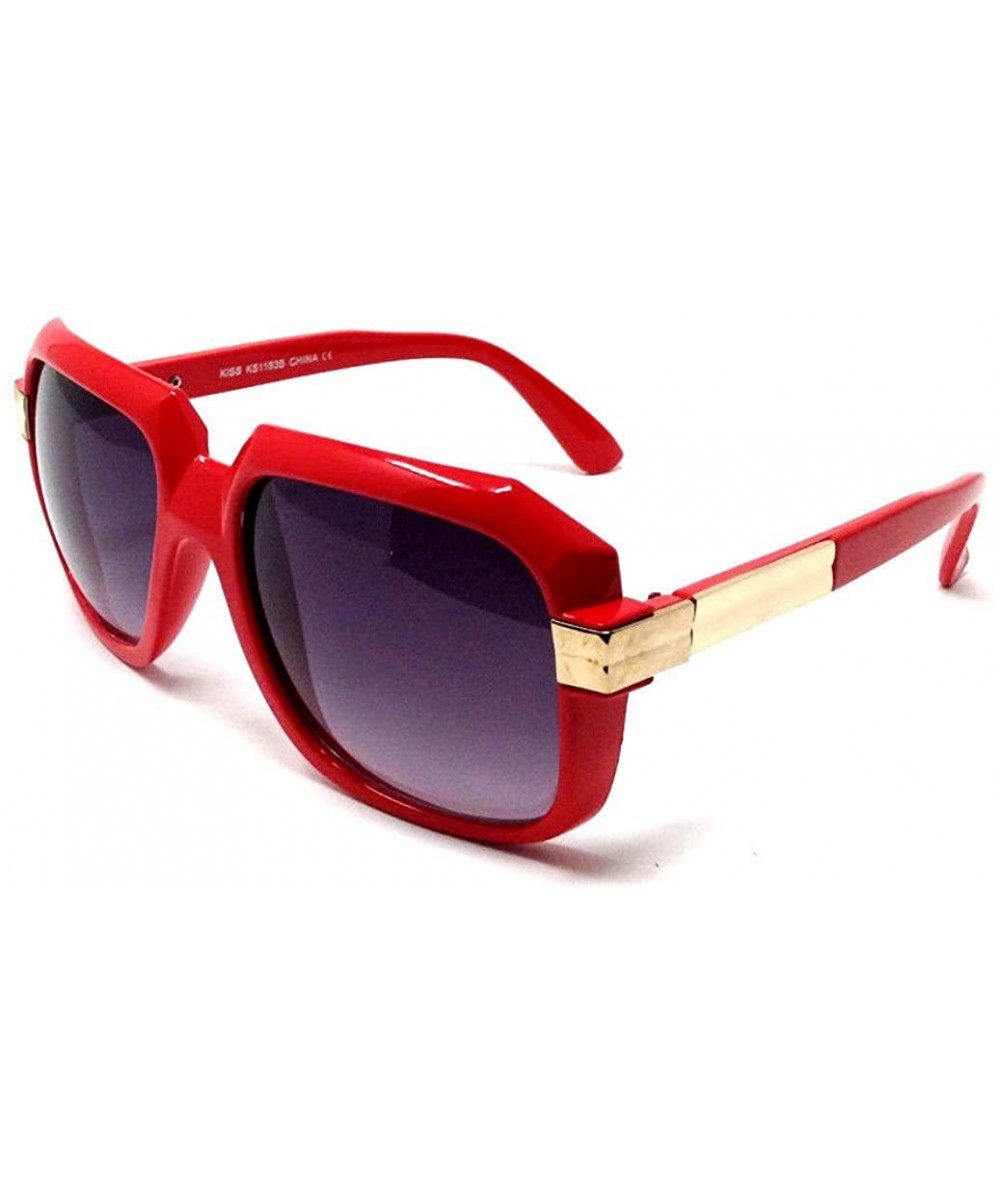 Gazelle Emcee Oversized Square Sunglasses - Red & Gold Frame - CP18EGCDIKO $10.03 Square