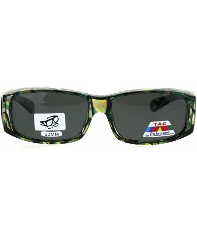 Polarized Womens Geometric Pattern 60mm OTG Fit Over Sunglasses - Translucent Green - CJ185DRWO7T $8.88 Rectangular