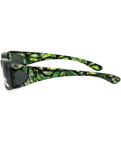 Polarized Womens Geometric Pattern 60mm OTG Fit Over Sunglasses - Translucent Green - CJ185DRWO7T $8.88 Rectangular