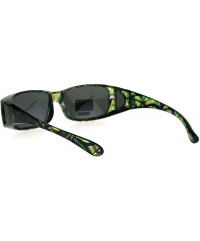 Polarized Womens Geometric Pattern 60mm OTG Fit Over Sunglasses - Translucent Green - CJ185DRWO7T $8.88 Rectangular