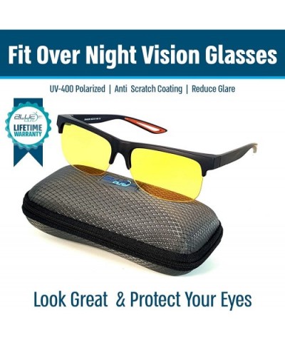 Fit Over Polarized Night Vision Glasses Anti reflective Anti Glare UV-400 Wear Over Driving Glasses - CV18Y659YU7 $8.92 Sport