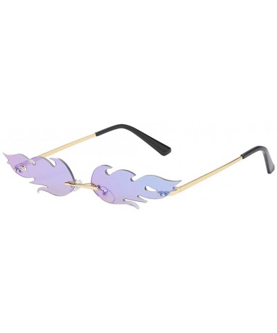 Womens Summer Cool Glasses Irregular Sunglasses Fashion Narrow Frame Fire Shape Sunglasses - F - CF18UC0UAA3 $6.66 Semi-rimless