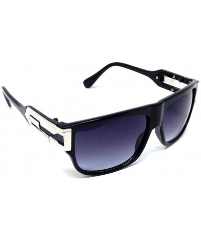Gazelle Underboss Square Flat Top Hip Hop Luxury Sunglasses - Glossy Black & Silver Frame - CU18ULOG38Z $7.25 Oversized