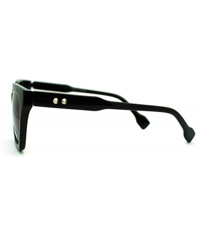 Flat Top Square Sunglasses Thorn Studs Design Trendy Stylish Shades - Black - C31864AEHR3 $7.58 Square