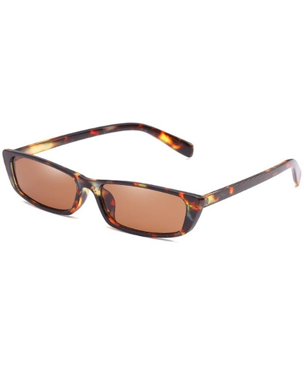 Bold Small Frame Sunglasses Stylish Fashion Designer Rectangle Frame Shades - Leopard - CZ18D7H0SD2 $7.32 Square