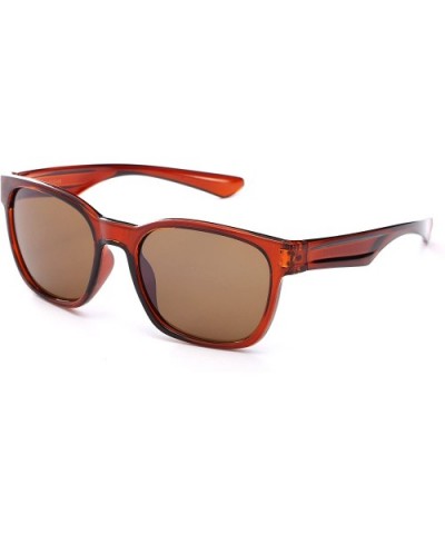 "Commander" Fashion Round Sunglasses with Temple Design UV 400 Protection - Brown - CI12N0EUROG $5.66 Round