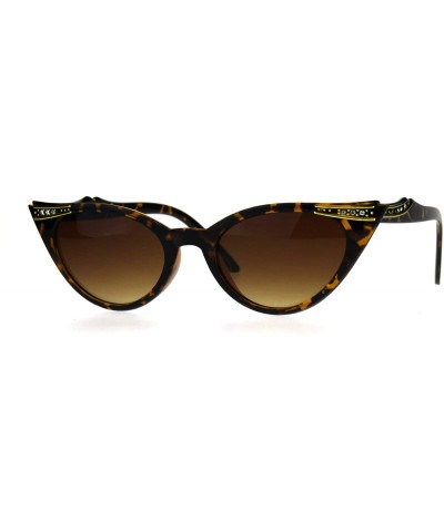 Womens Rhinestone Nouveau Goth Cat Eye Small Snug Plastic Sunglasses - Tortoise Brown - CY1862Y82GS $5.50 Cat Eye