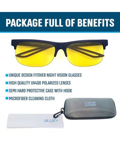 Fit Over Polarized Night Vision Glasses Anti reflective Anti Glare UV-400 Wear Over Driving Glasses - CV18Y659YU7 $8.92 Sport