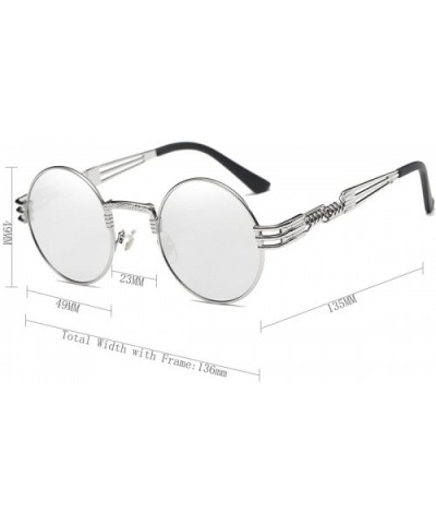 John Lennon Round Sunglasses Steampunk Metal Frame - Silver Mirror Lens/Silver Frame - CY1288VUT1T $12.42 Goggle