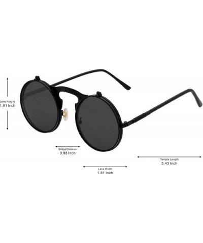 Retro Flip-Up Round Goggles Seampunk Sunglasses - Black/Black - CC18C3HYETY $10.21 Goggle