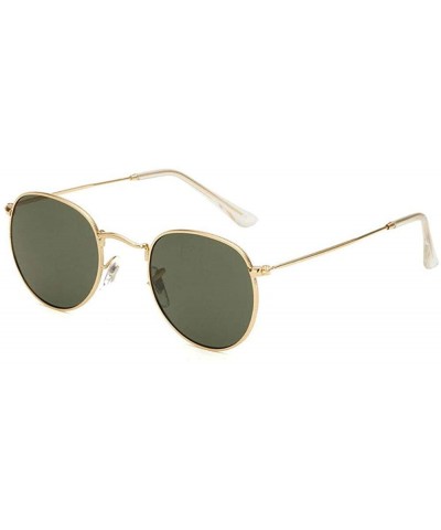 Vintage Classic Round Sunglasses Metal Frame Men Women Driving UV400 Lens Protection Sun glasses - Gold/Green - C0197RLIS2Y $...