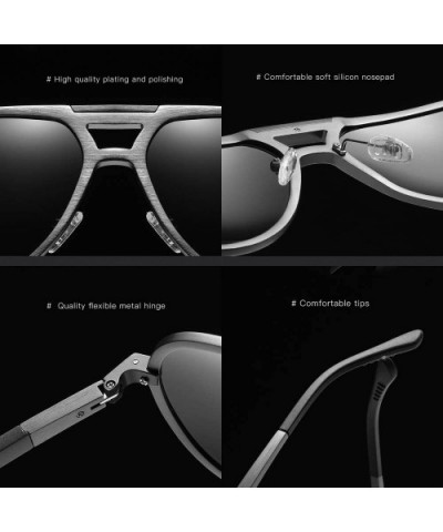 Premium Military Style Classic Sunglassess Men's Driving Glasses-Al-Mg Metal Frame - Gun/Grey - CS18UCI2Y78 $17.37 Aviator