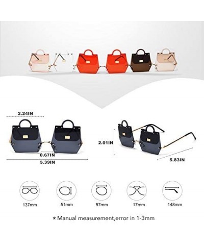 Handbag Shape Vintage Sunglasses Female Pink Red Decoration Party Frameless Sun Glasses Women Gradient - CL18Y5CX796 $34.26 O...