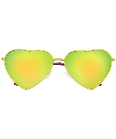 Womens Metal Heart Frame Mirror Lens Cupid Heart shape Sunglasses - Yellow - CN12O2M0M44 $4.98 Rimless