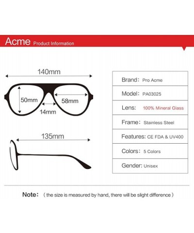 Classic Aviator Sunglasses for Men Women 100% Real Glass Lens - Gold/G15 Green - CI18ET3ACQO $24.97 Aviator