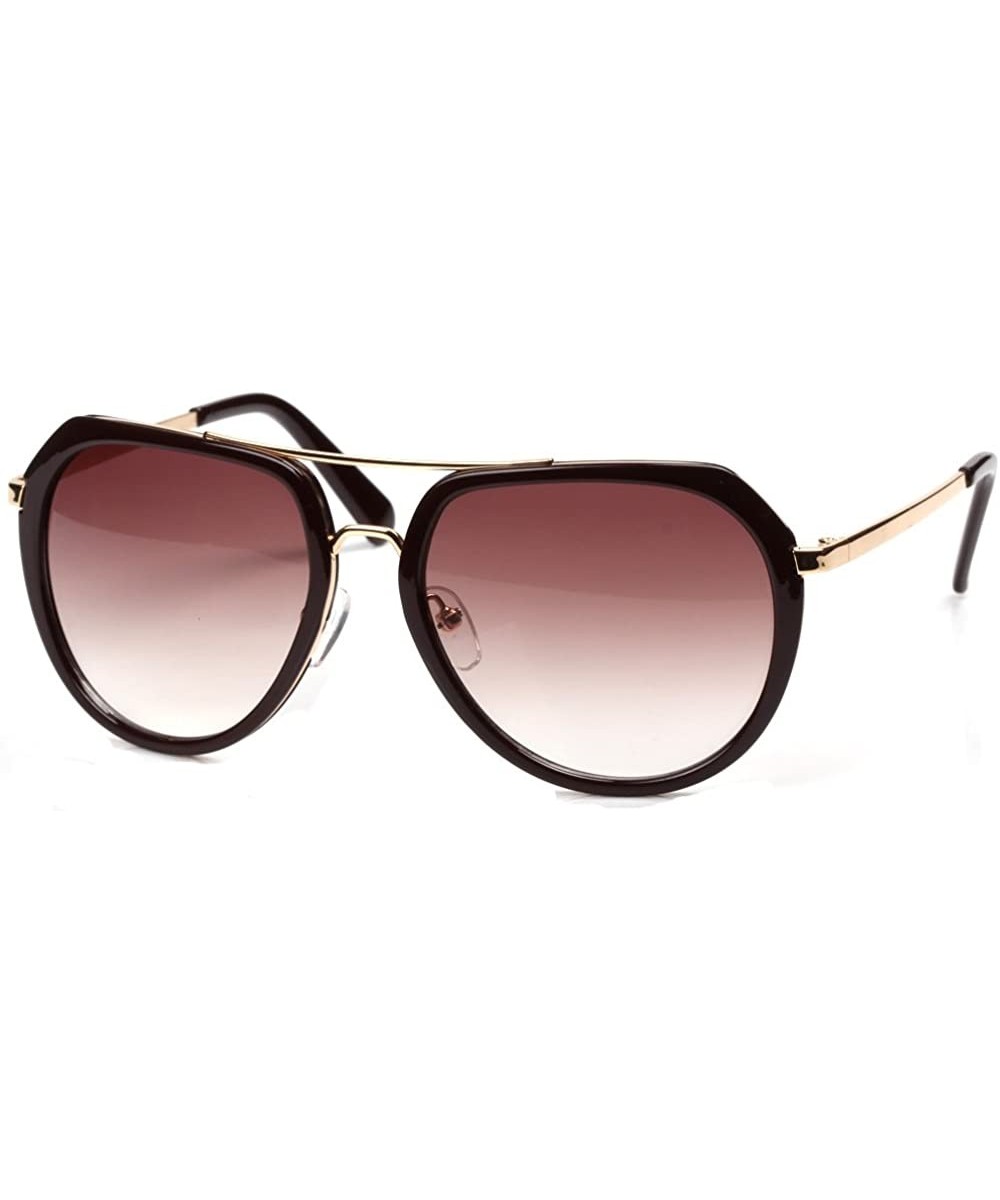 Women Aviator Sunglasses Uv400 Protection Lsp510 - Brown - C711EL43PXR $22.87 Oversized
