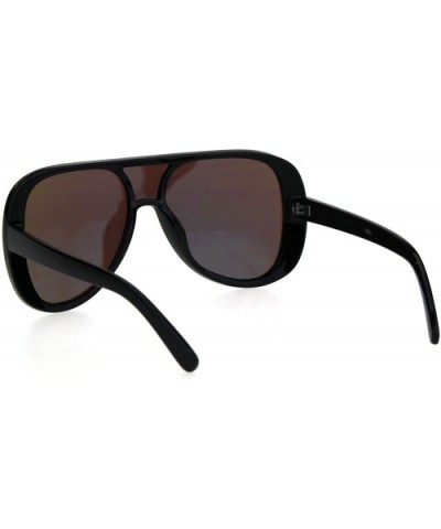 Retro Plastic Racer Shield Hip Hop Sunglasses - Black Blue Mirror - C318I6AYUTX $6.03 Sport