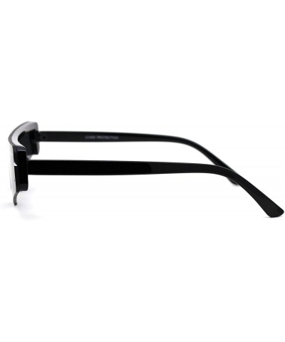 80s Disco Narrow Flat Top Pimp Plastic Shield Sunglasses - All Black - CN18XGZLUD2 $10.13 Rectangular