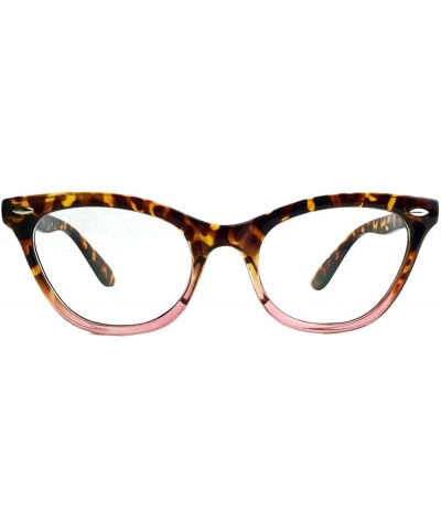 Vintage Inspired Half Tinted Frame Clear Lens Cat Eye Glasses - Tortoise-pink - CN18G4ILTEX $5.89 Cat Eye