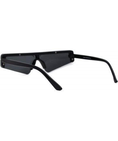 80s Disco Narrow Flat Top Pimp Plastic Shield Sunglasses - All Black - CN18XGZLUD2 $10.13 Rectangular